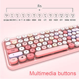 OnCoCo 2.4gHz Bluetooth Keyboard Retro with Colorful Round Keycaps and Wireless Mouse